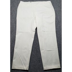Crown & Ivy Ankle Pants Womens 16 White Ashley Straight Leg Stretch Pull On New